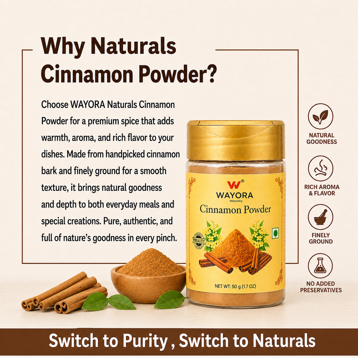 Cinnamon Powder - 50 gms